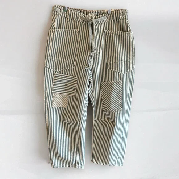 NEW WE THE FREE PEOPLE Moxie Railroad Low Slung Pull on Barrel Jeans Stripe 29 - Picture 8 of 16